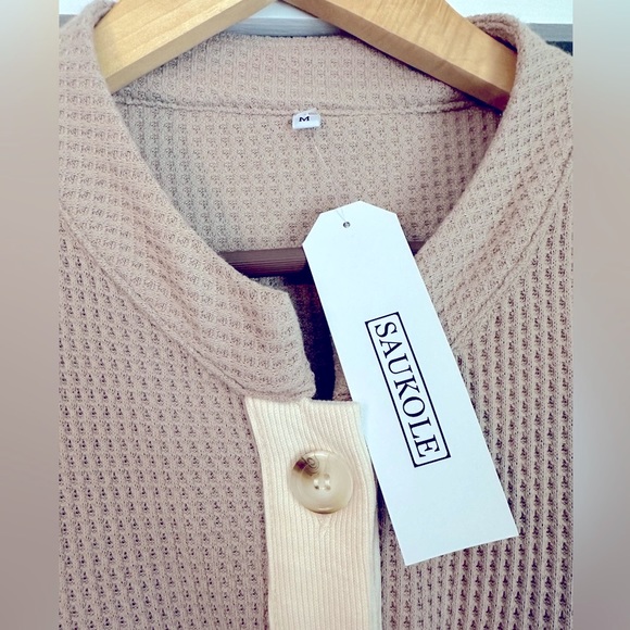 Womens Waffle Knit Button Down Long Sleeve Jacket Women’s Size medium - Picture 7 of 9